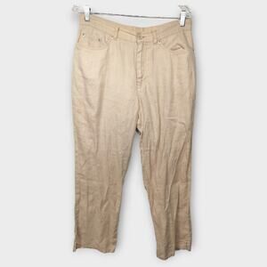 Womens Lauren Jeans Co. Ralph Lauren Tan 100% Linen Pants Size 10